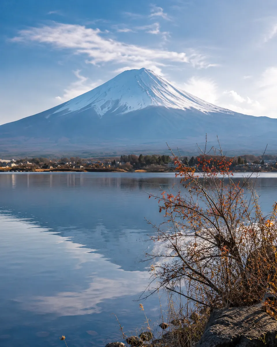 Mount Fuji across a quiet lake